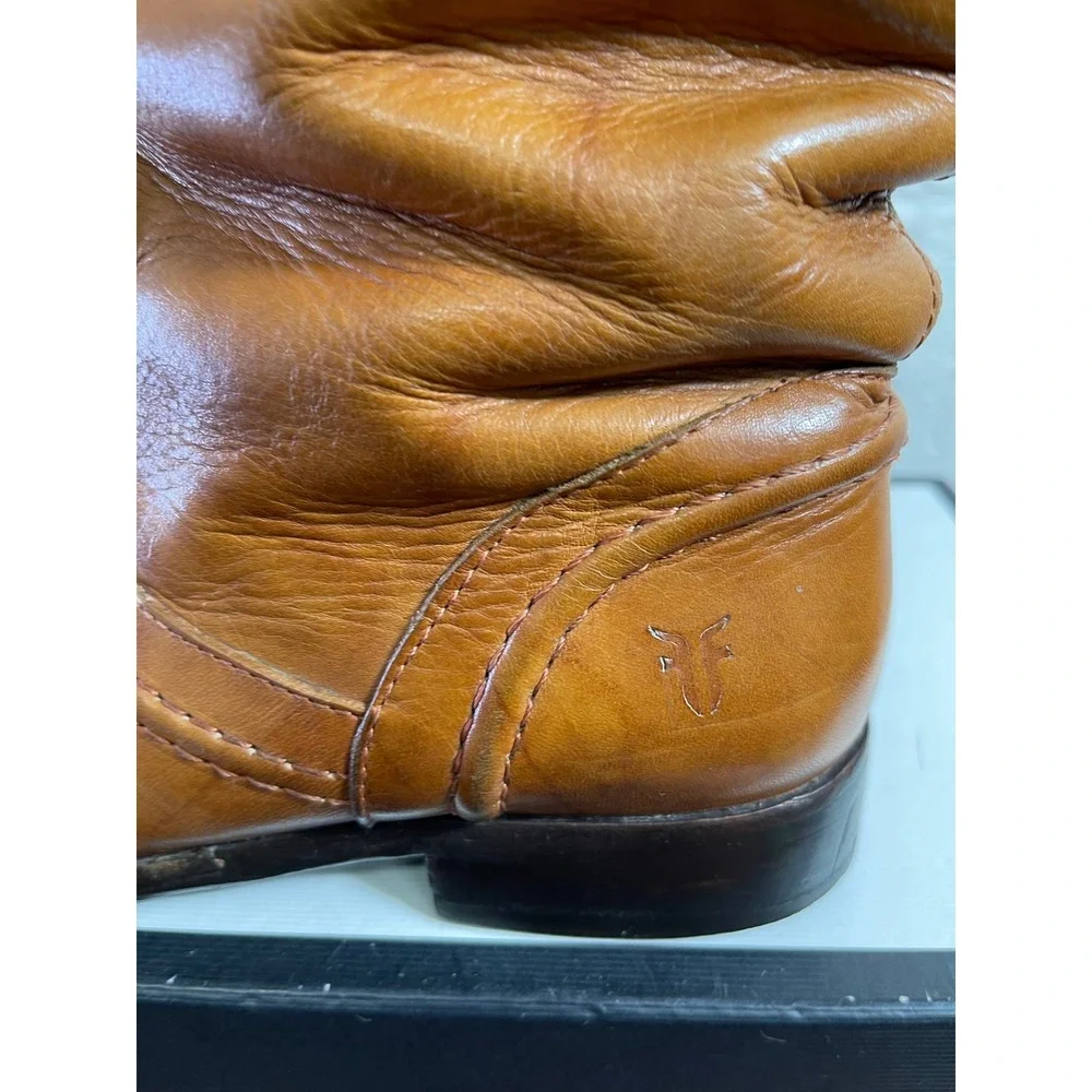 Frye‎ Melissa 76442 Trapunto Brown Leather Tall Riding Boots Pull On Women 7.5 B